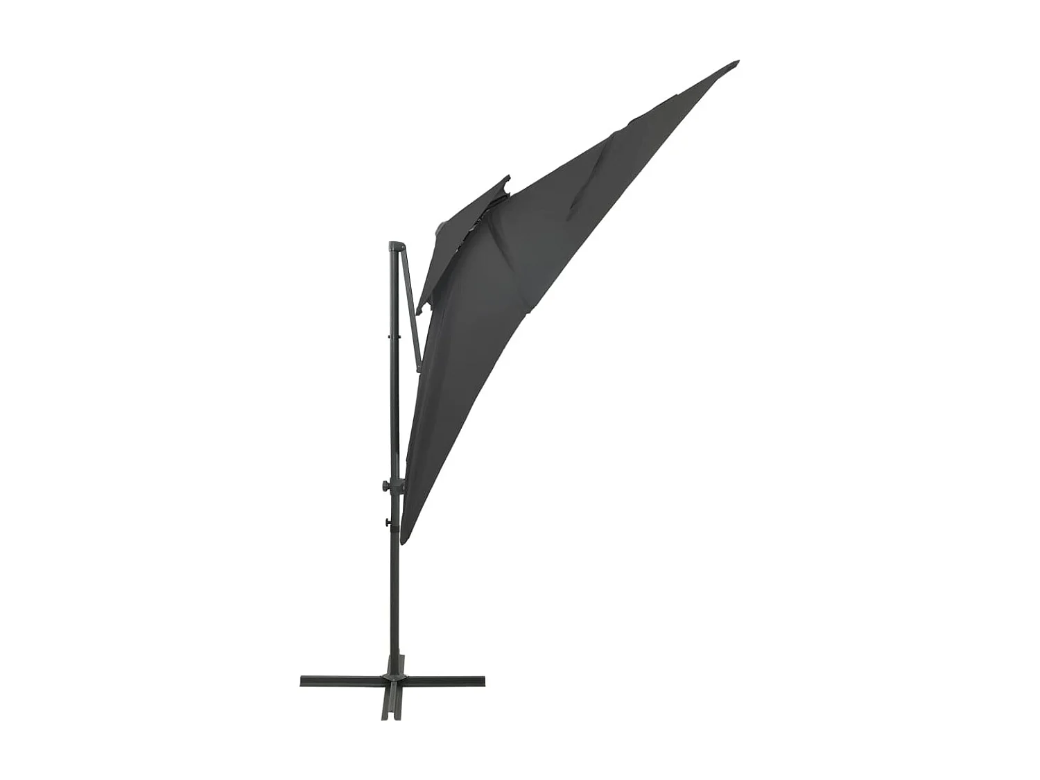 Parasol de jardin en porte-à-faux à double toit anthracite