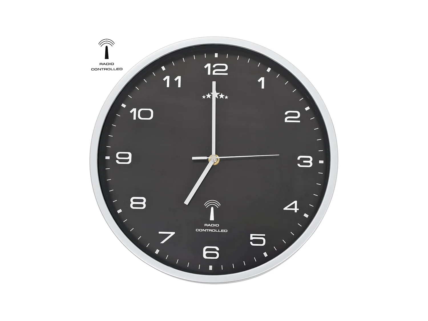 Radiogestuurde wandklok met quartz uurwerk 31 cm Zwart