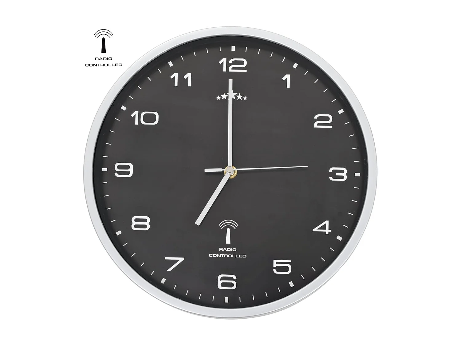 Reloj de pared radiocontrolado con movimiento de cuarzo 31 cm Negro