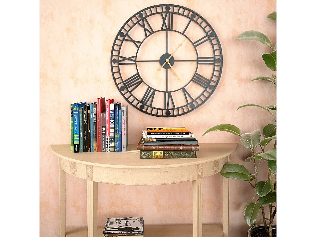 Horloge murale vintage avec mouvement à quartz Métal 60 cm XXL