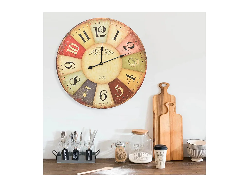 Horloge murale vintage Colorée 60 cm