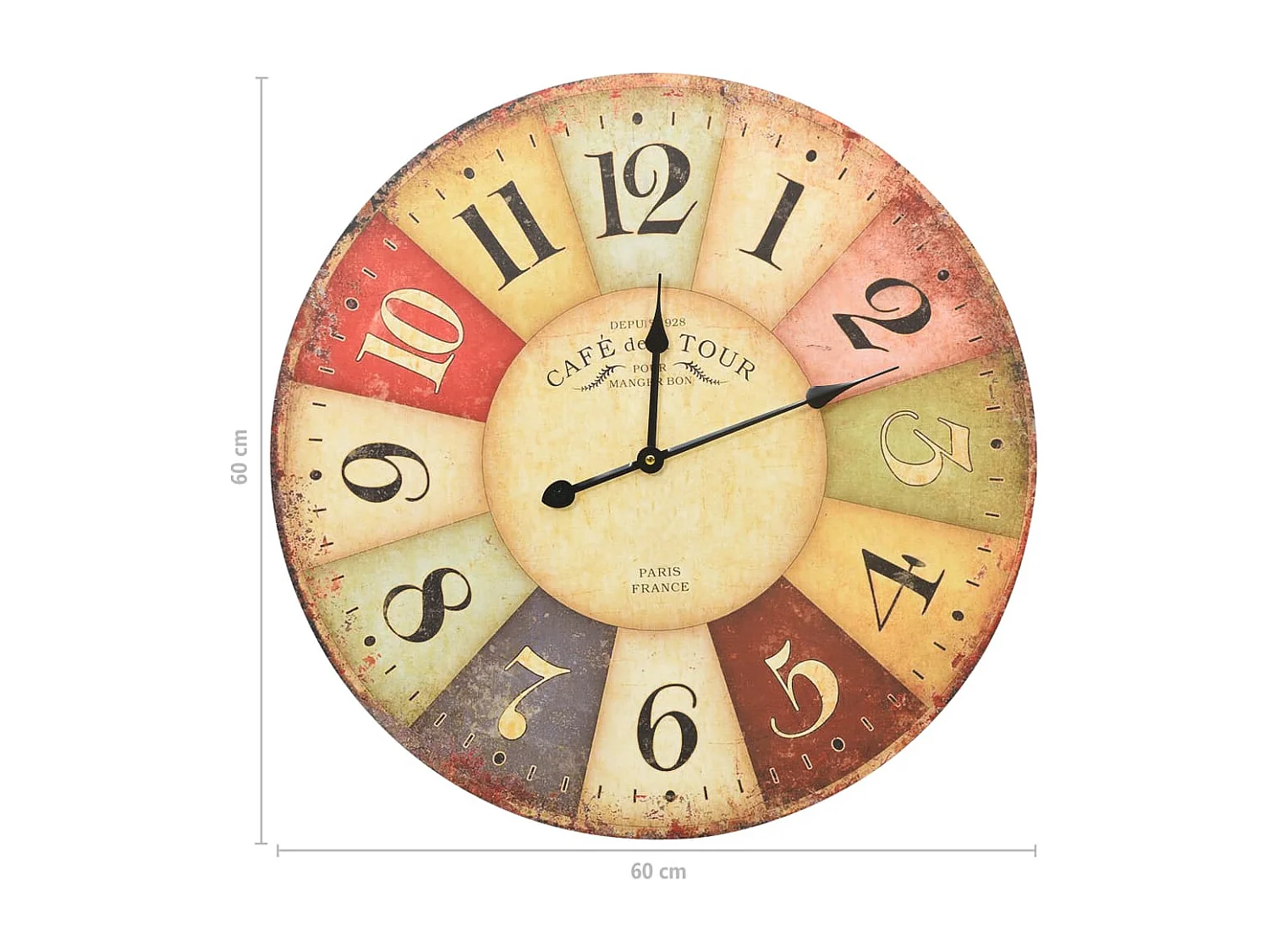 Horloge murale vintage Colorée 60 cm