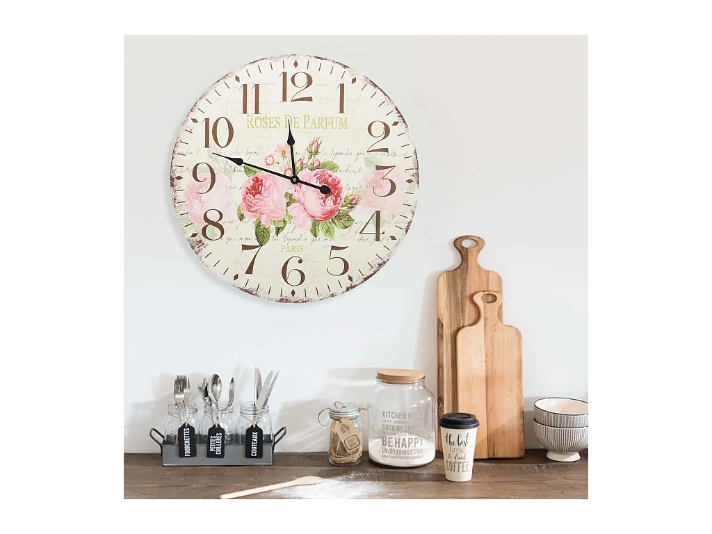 Vintage Bloemen Wandklok 60 cm