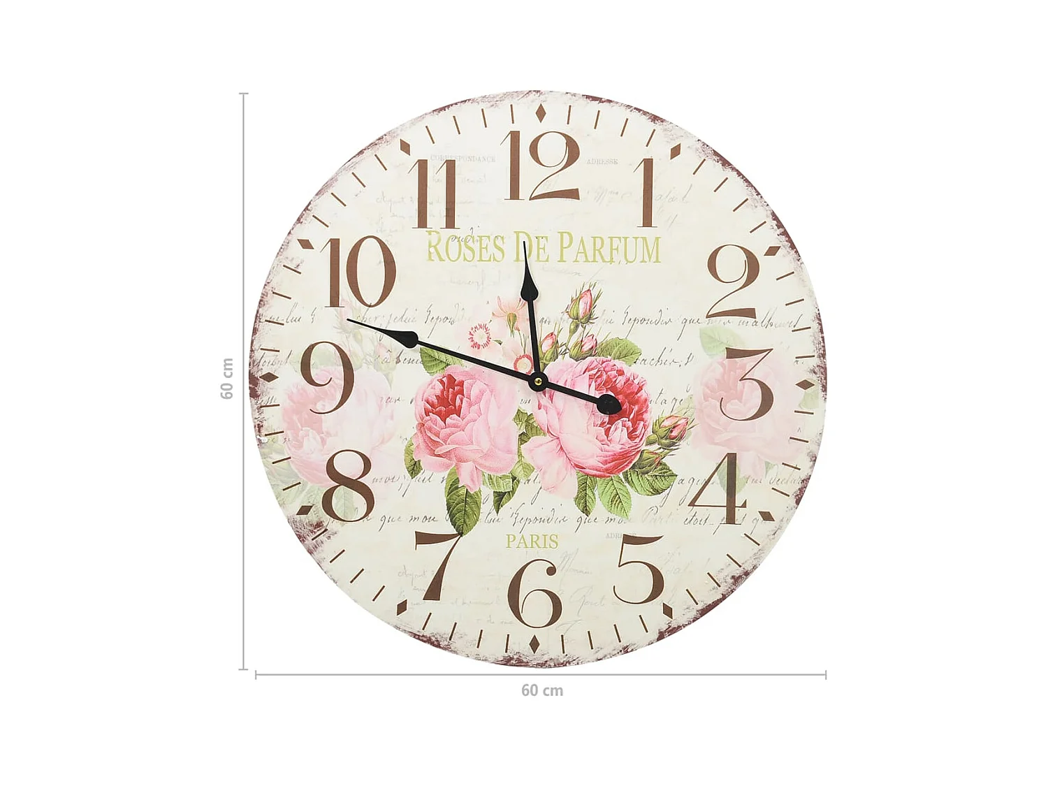 Vintage Bloemen Wandklok 60 cm