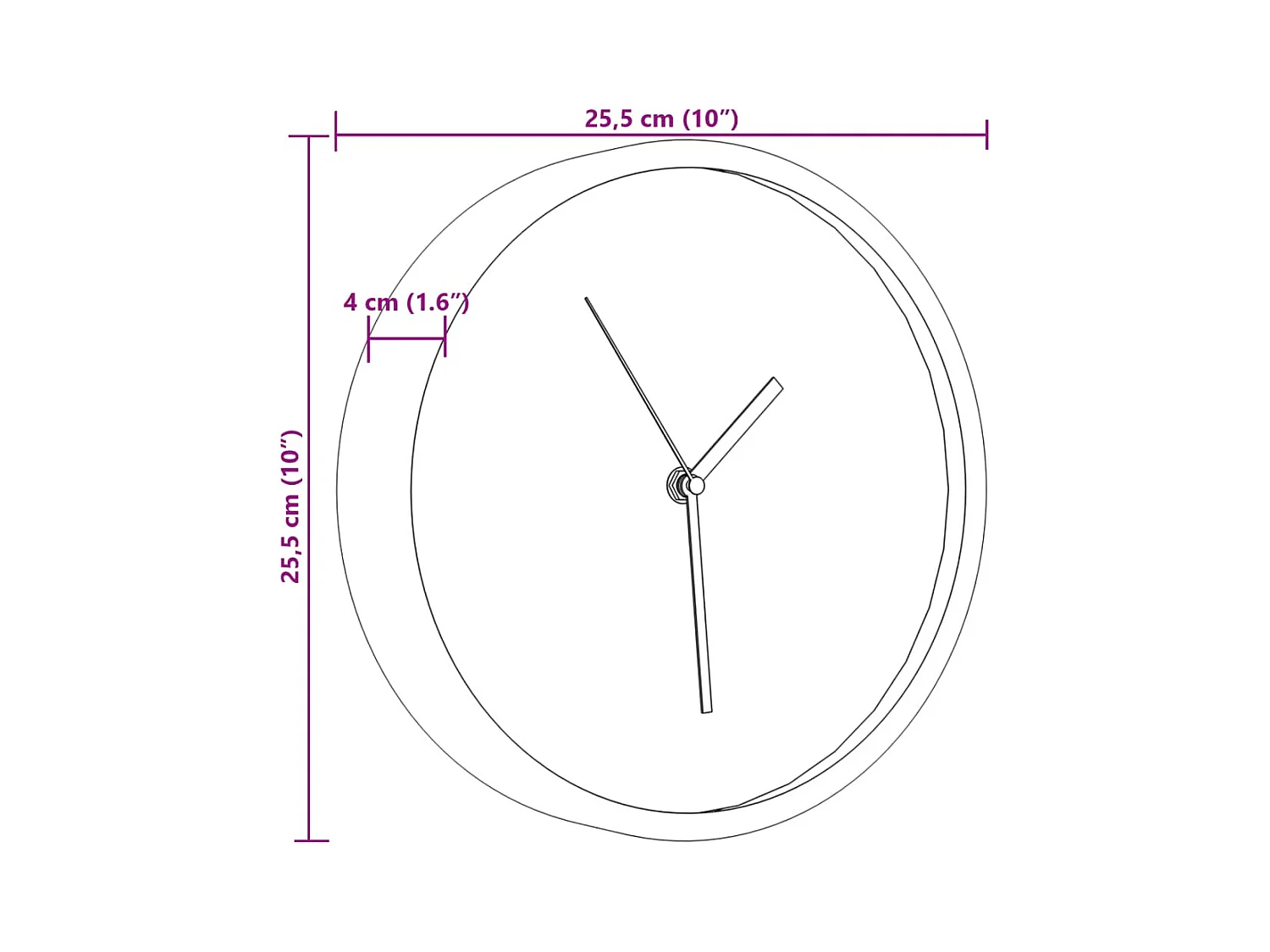 Roze wandklok Ø25,5 cm polystyreen en glas