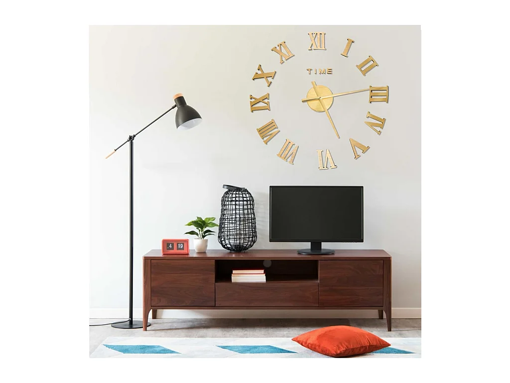 Horloge murale 3D Design moderne Doré 100 cm XXL