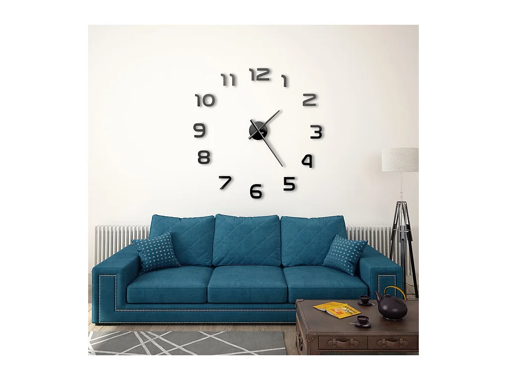 3D Wandklok Modern Design 100 cm XXL Zwart