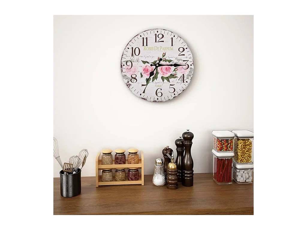 Vintage Bloemen Wandklok 30 cm