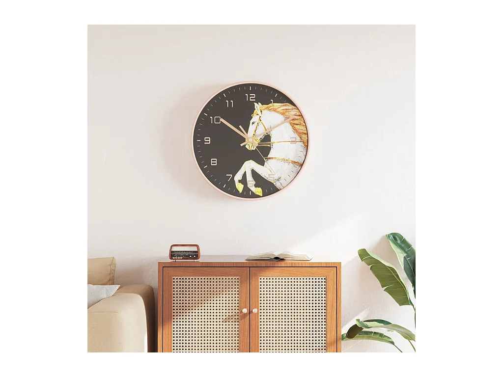 Horloge murale doré et blanc Ø29,5 cm polystyrène et verre