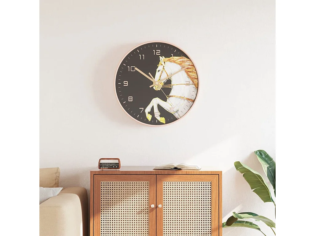 Reloj de pared dorado y blanco Ø29,5 cm poliestireno y cristal