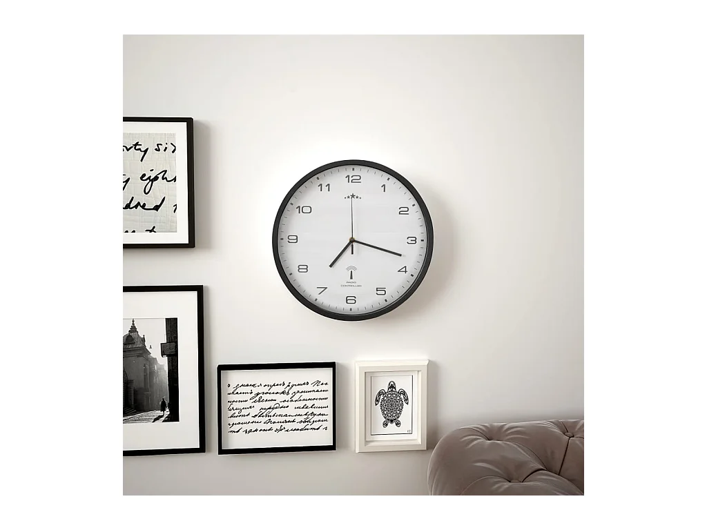 Zendergestuurde wandklok Quartz uurwerk 31 cm Wit/zwart