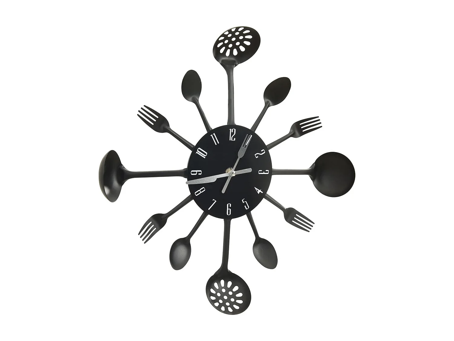 Wandklok en Lepel met Vork Zwart 40 cm Aluminium