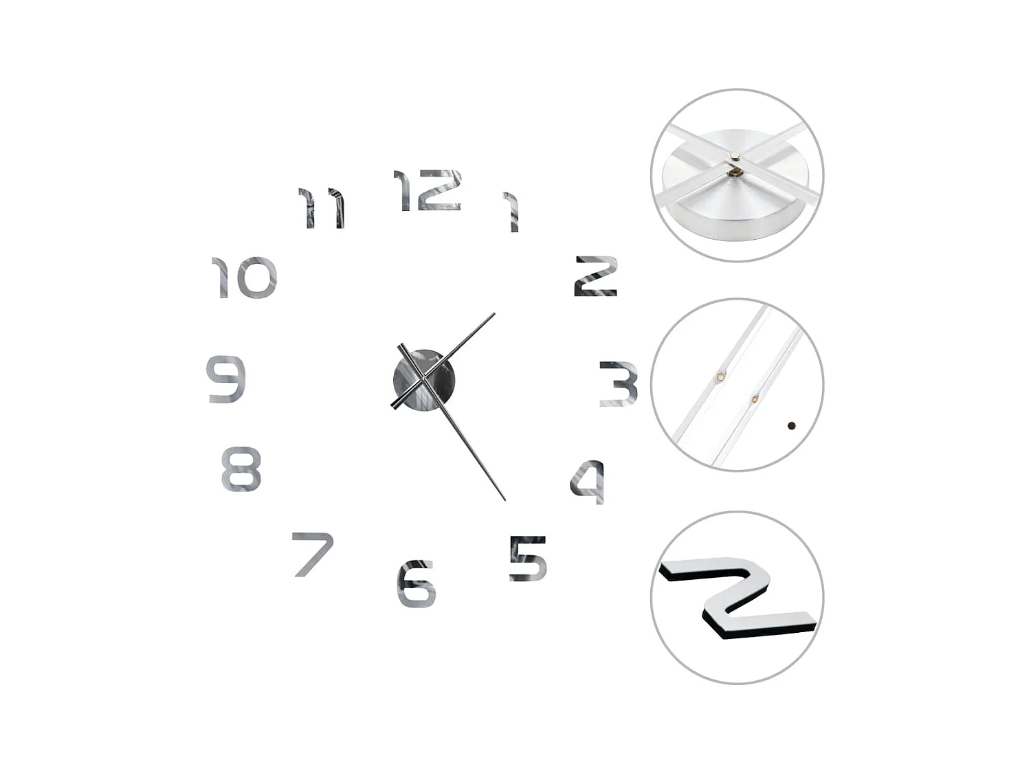 3D Wandklok Modern Design 100 cm XXL Zilver