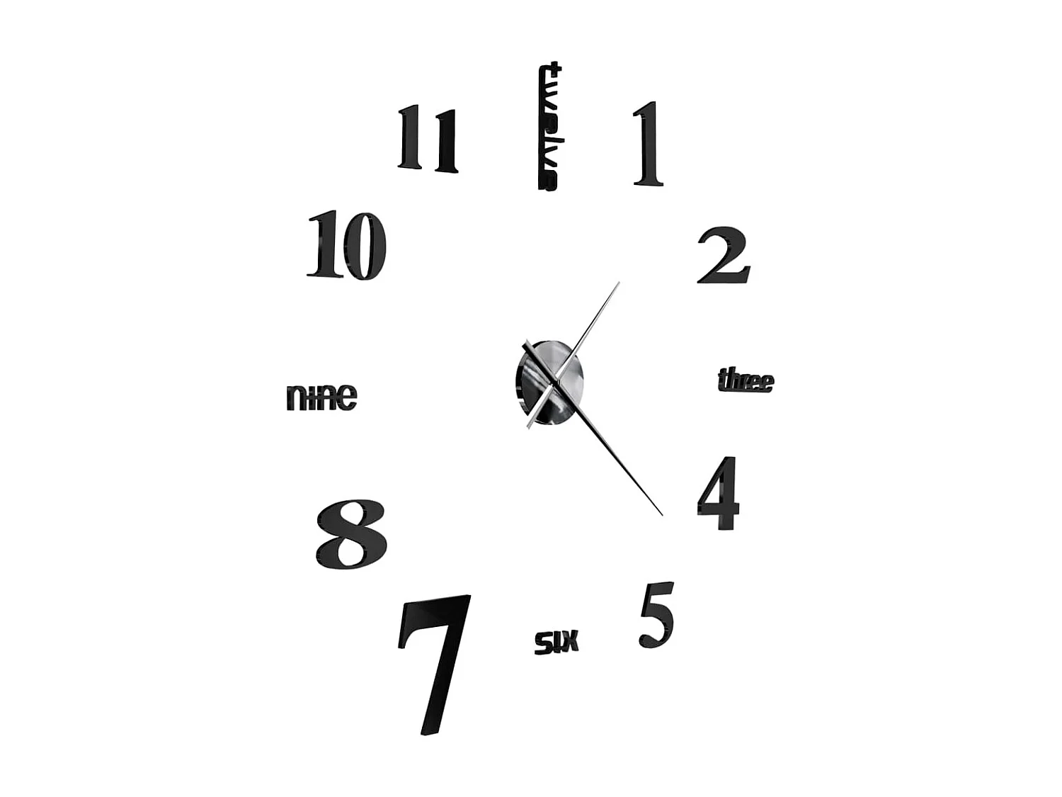 Reloj de pared 3D Diseño moderno 100 cm XXL Negro