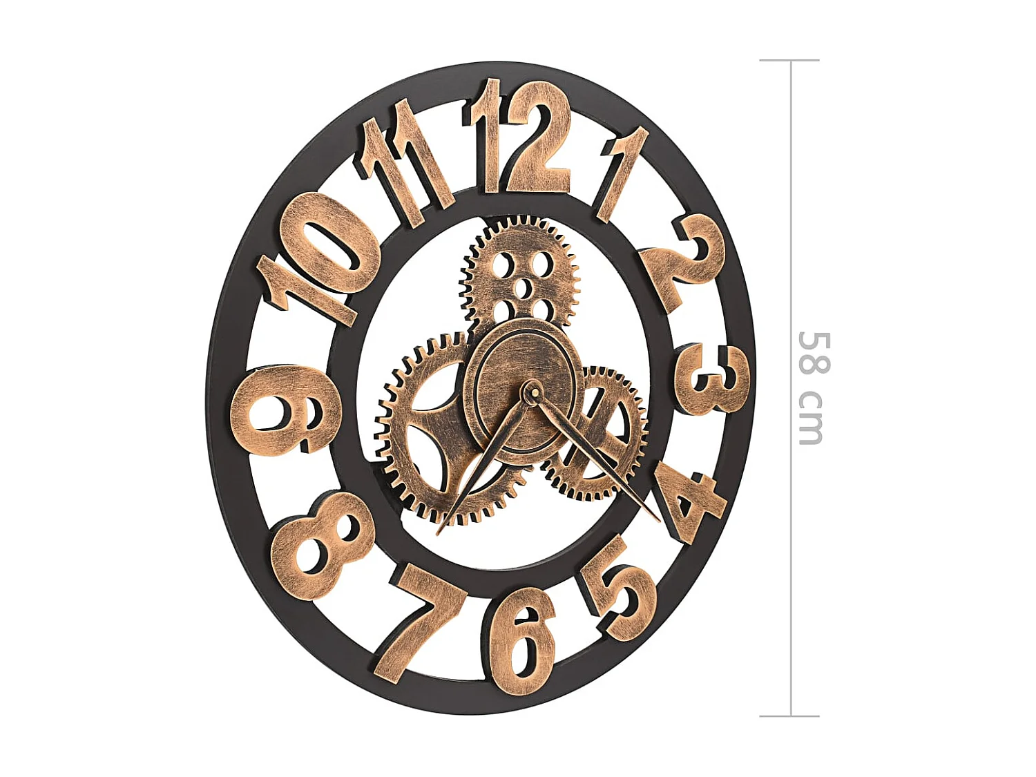 Horloge murale Métal 58 cm Doré et noir