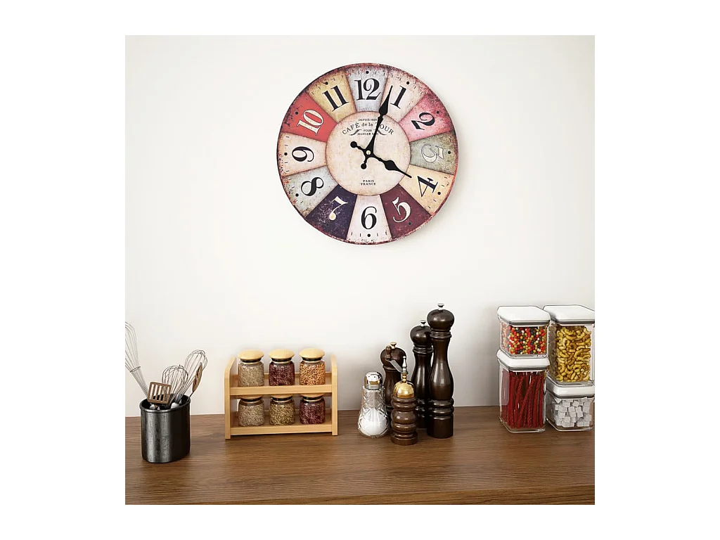 Reloj de pared vintage colorido de 30 cm