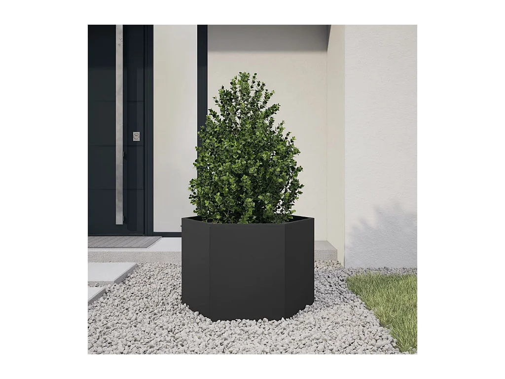 Jardinière noir hexagone 69x60x45 cm acier