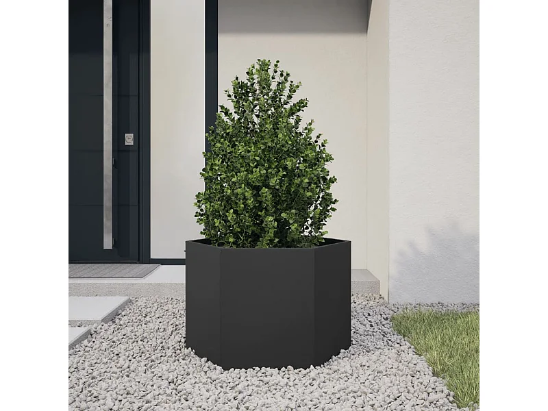 Jardinière noir hexagone 69x60x45 cm acier