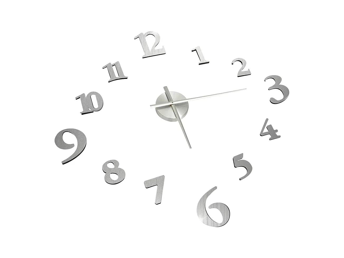 Horloge murale 3D Design moderne Argenté 100 cm XXL