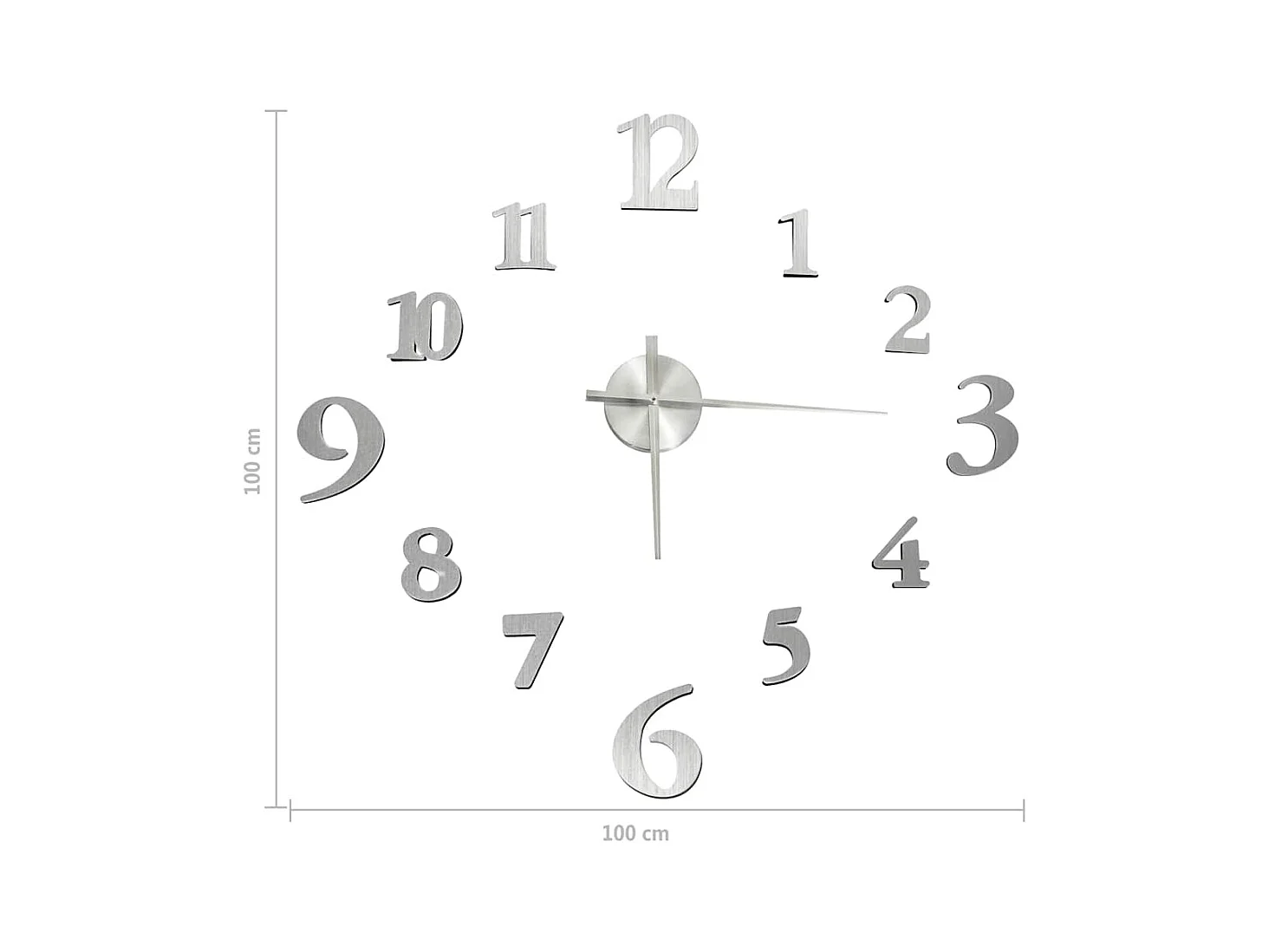 Horloge murale 3D Design moderne Argenté 100 cm XXL