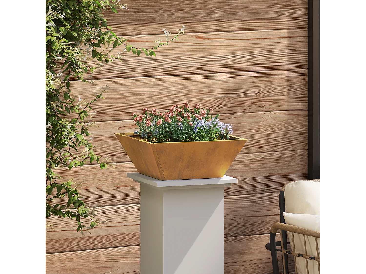 Metalen plantenbak Weervast staal 40 x 40 x 15 cm