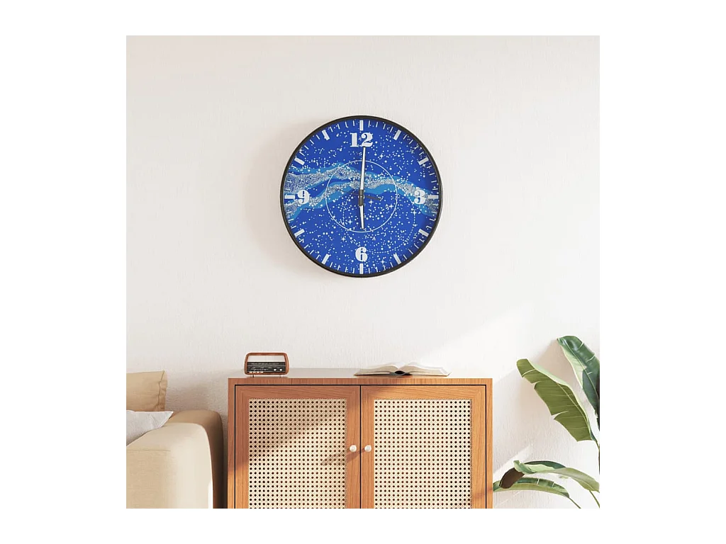 Horloge murale et échelles et aiguilles lumineuses bleu Ø30 cm
