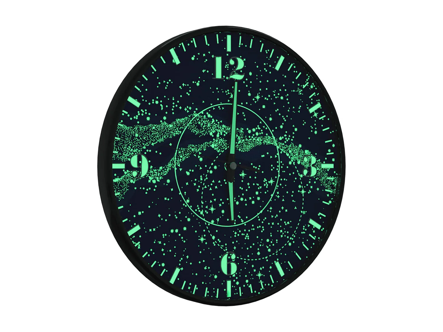 Reloj de pared con escalas y agujas luminosas, azul, Ø30 cm