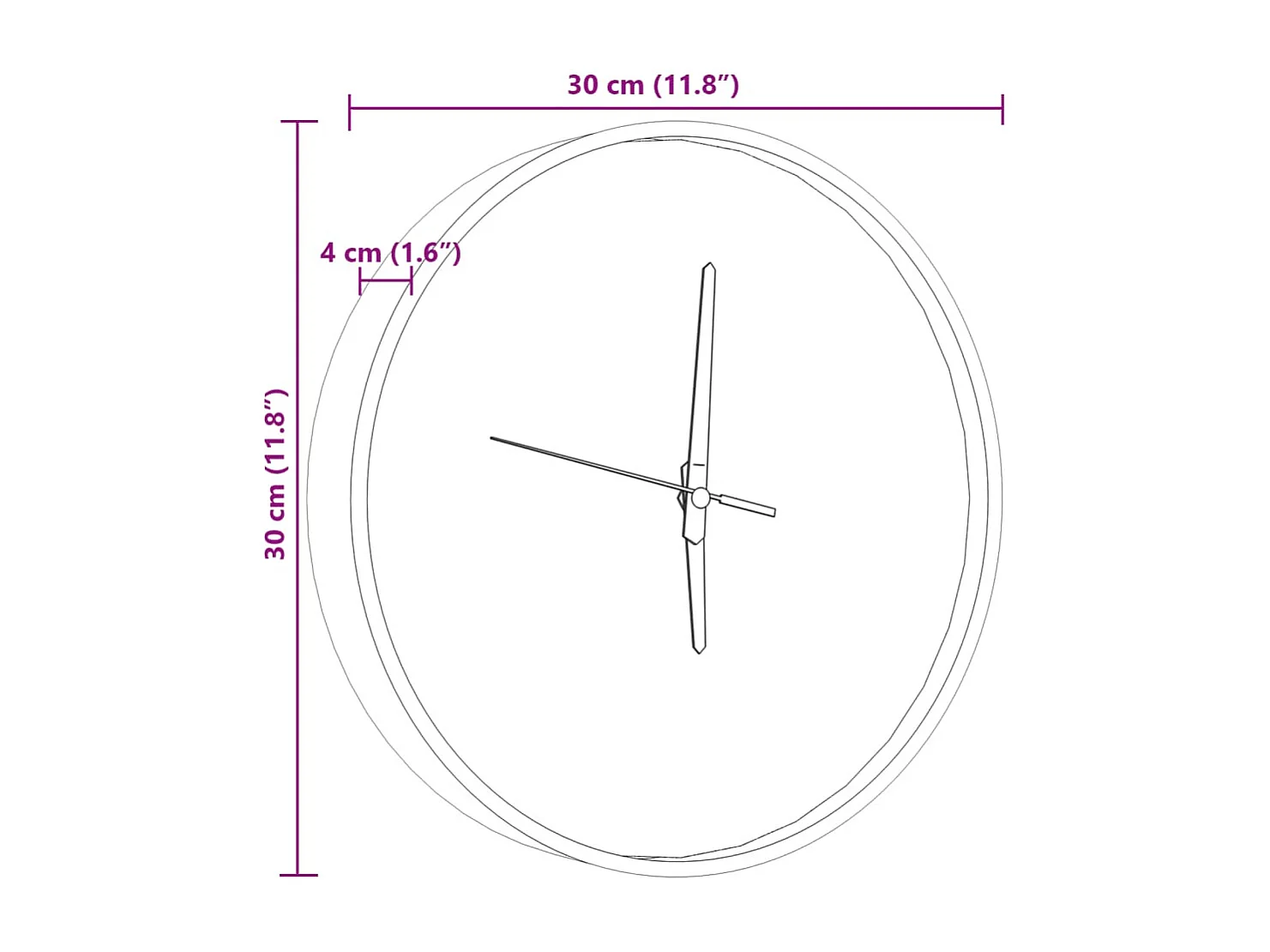 Reloj de pared con escalas y agujas luminosas, azul, Ø30 cm