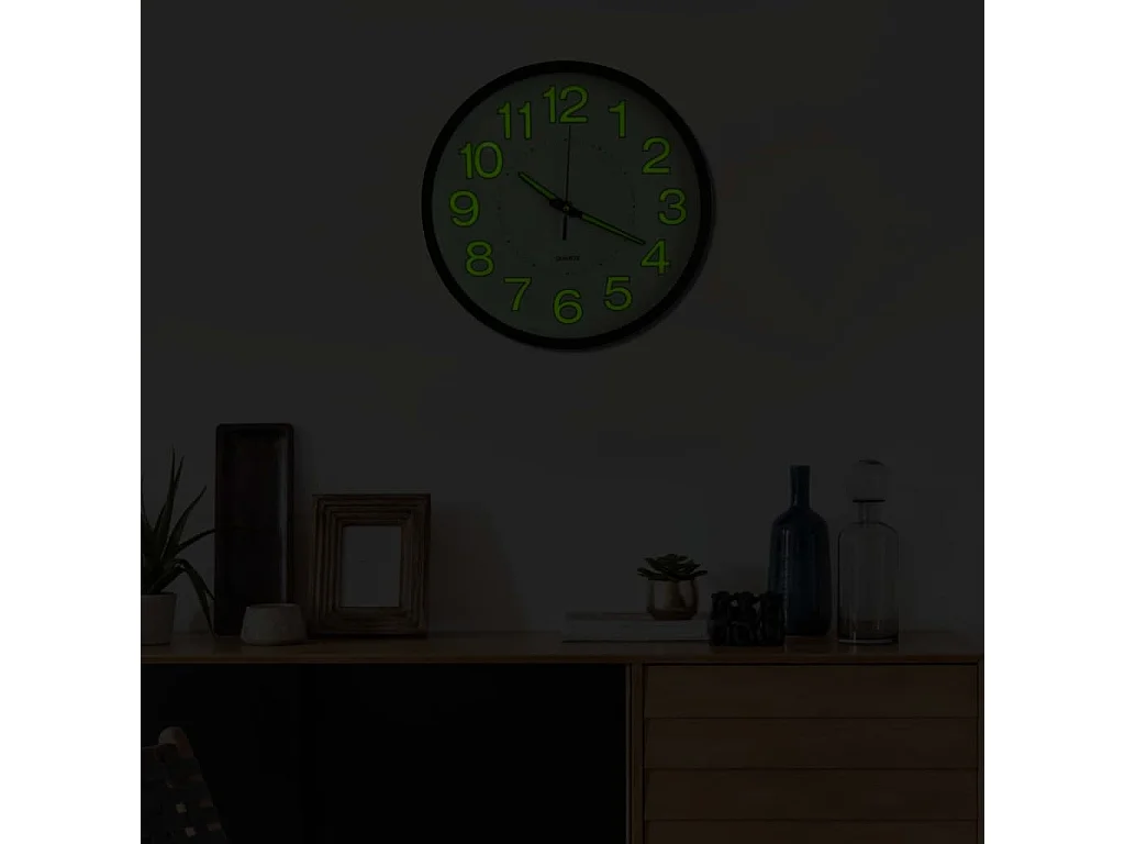 Reloj de pared luminoso negro 30 cm