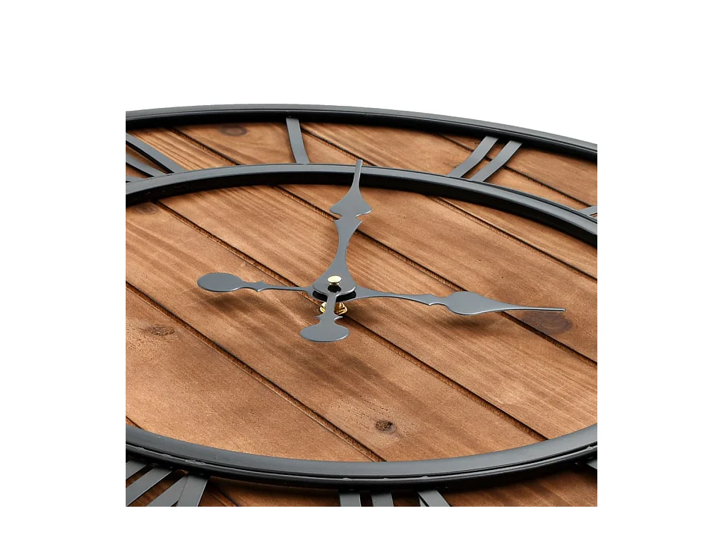 Vintage Quartz Wandklok Hout en Metaal 60 cm XXL