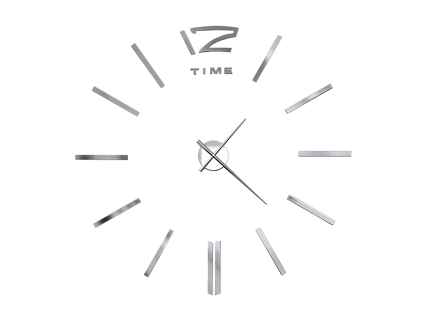 Reloj de pared 3D Diseño moderno 100 cm XXL Plata