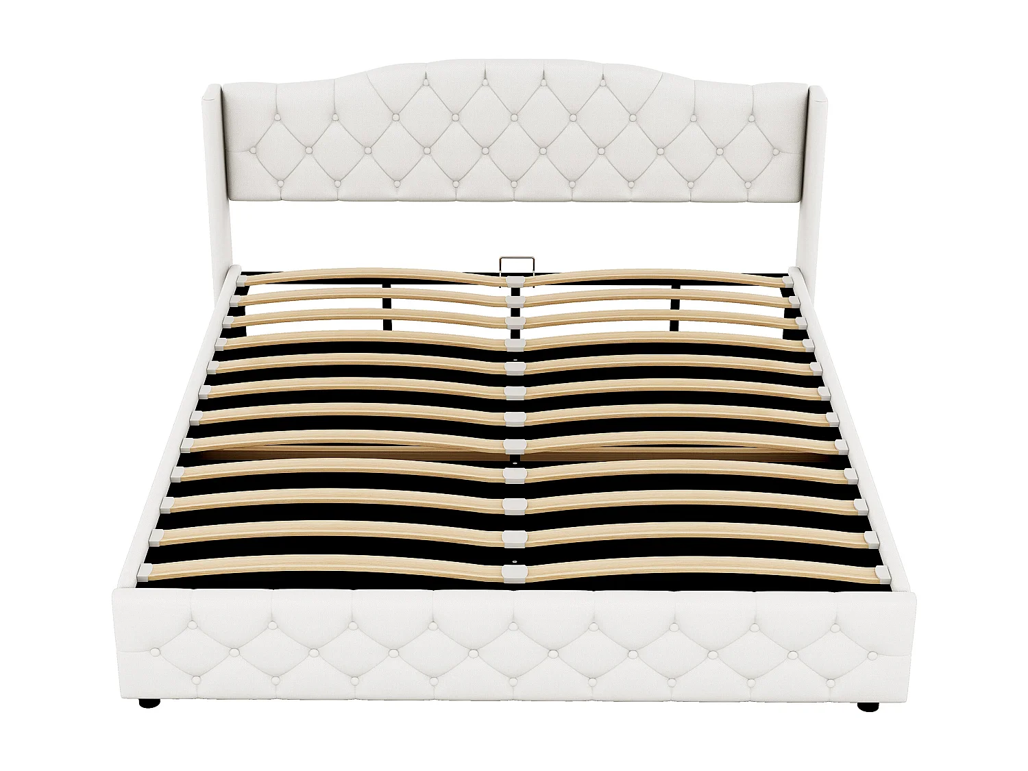 Cama plana multifuncional 180x200 cm con almacenaje hidráulico, beige (208,5x185,5x94 cm)