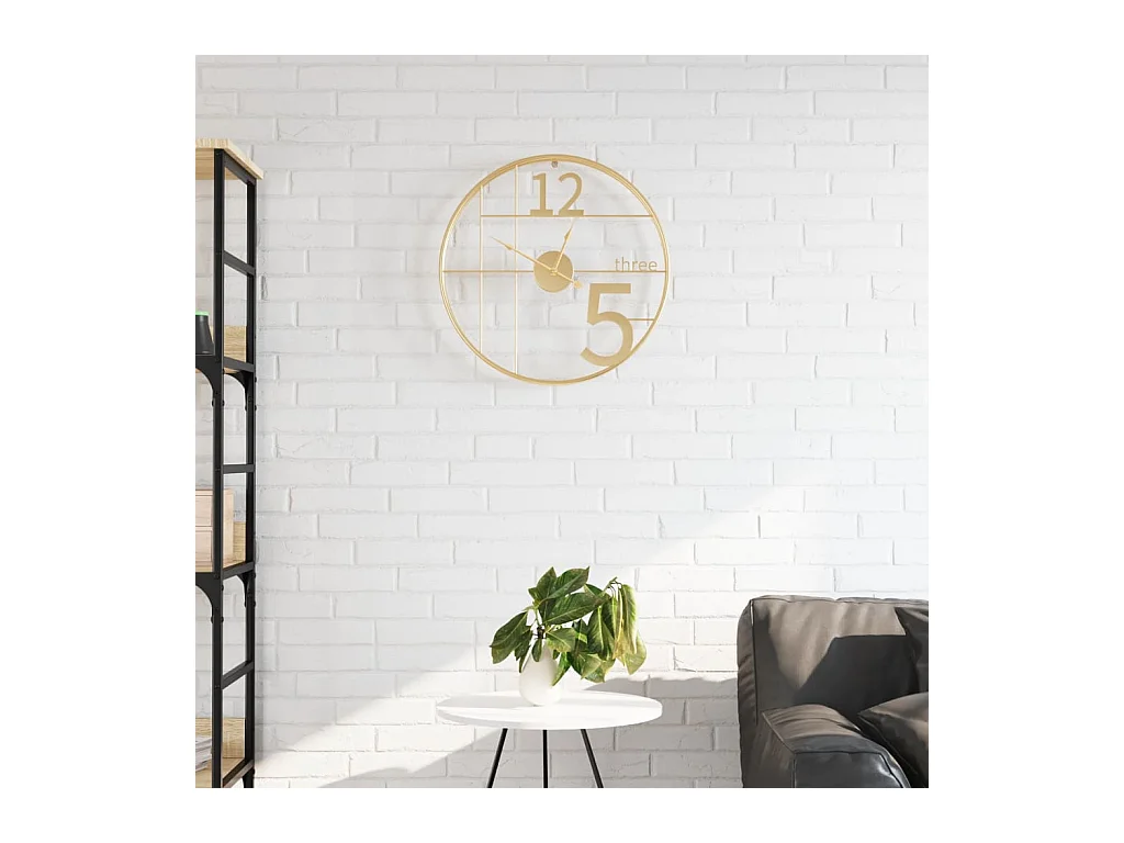 Horloge murale doré Ø50 cm fer