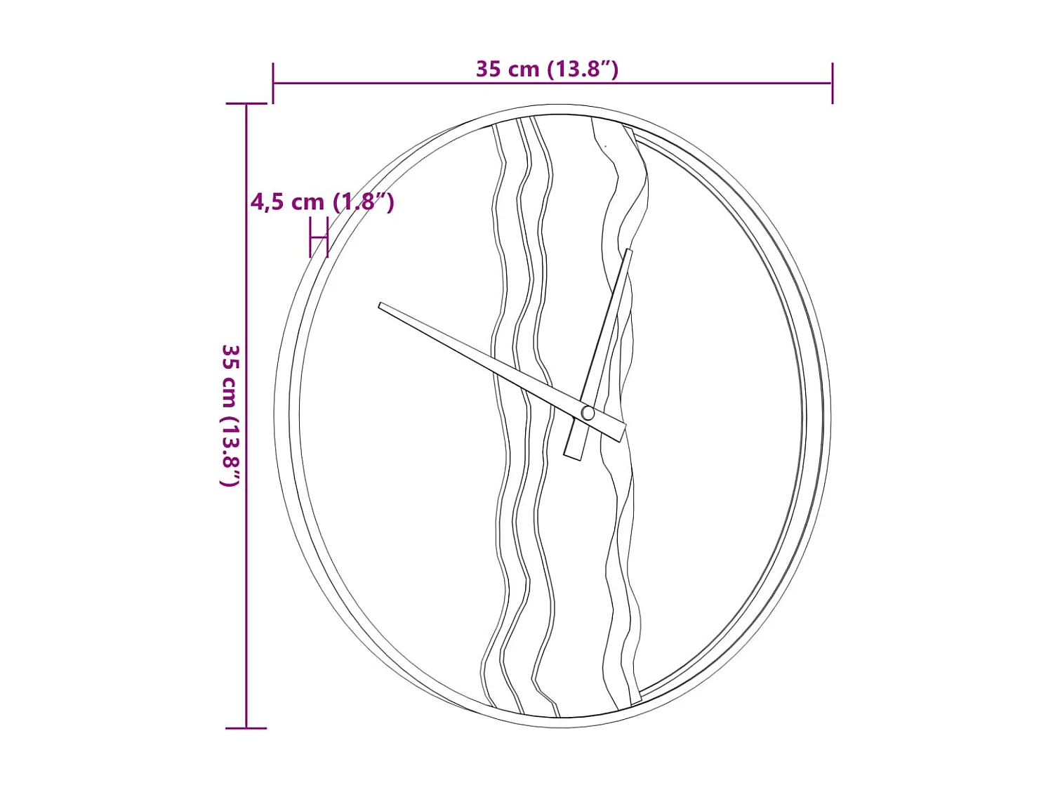 Bruine wandklok Ø35 cm ijzer en eikenhout