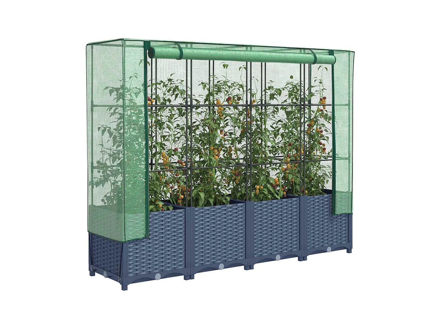 Jardinière surélevée avec housse aspect rotin 160x40x138 cm