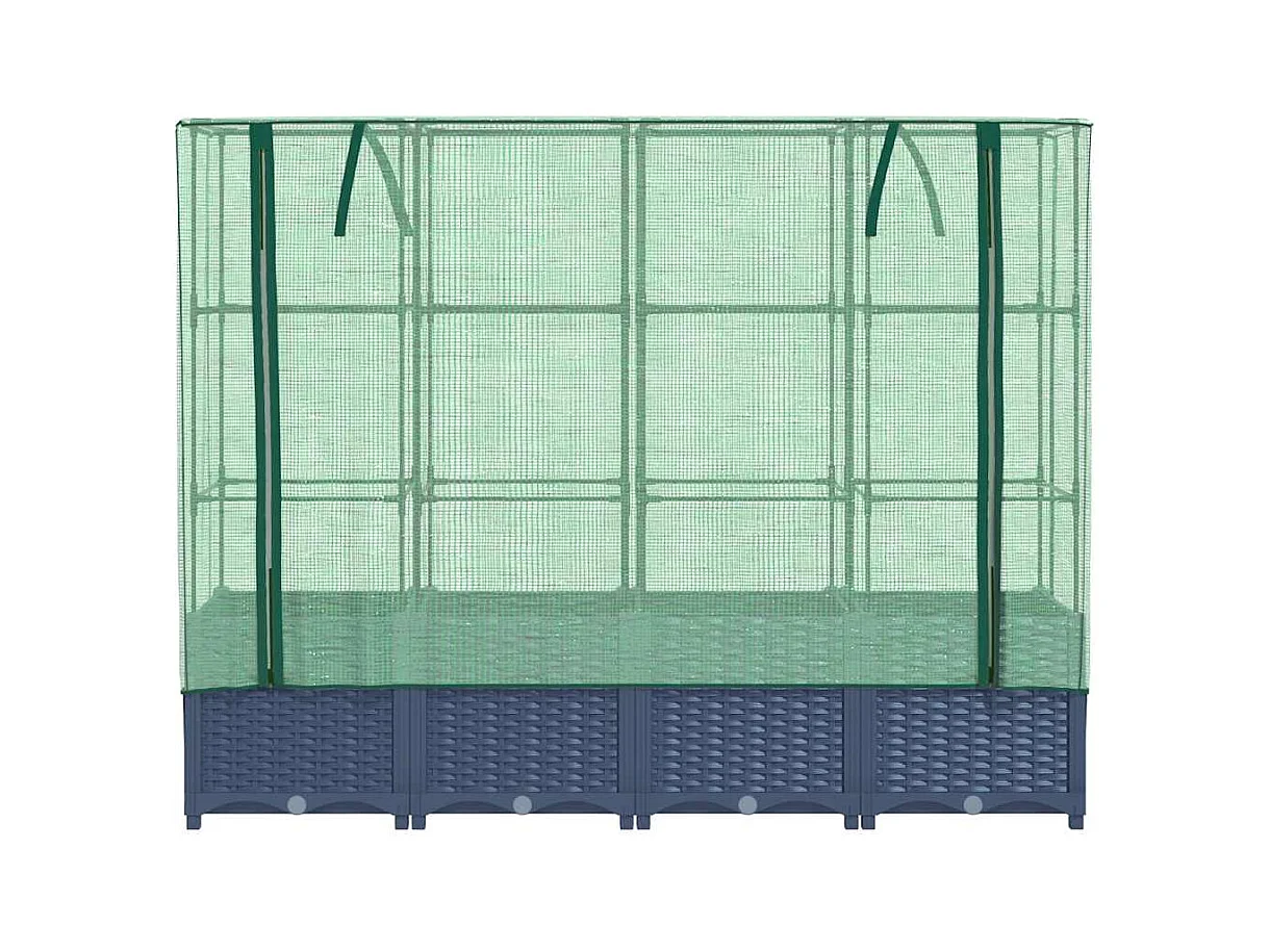 Jardinière surélevée avec housse aspect rotin 160x40x138 cm