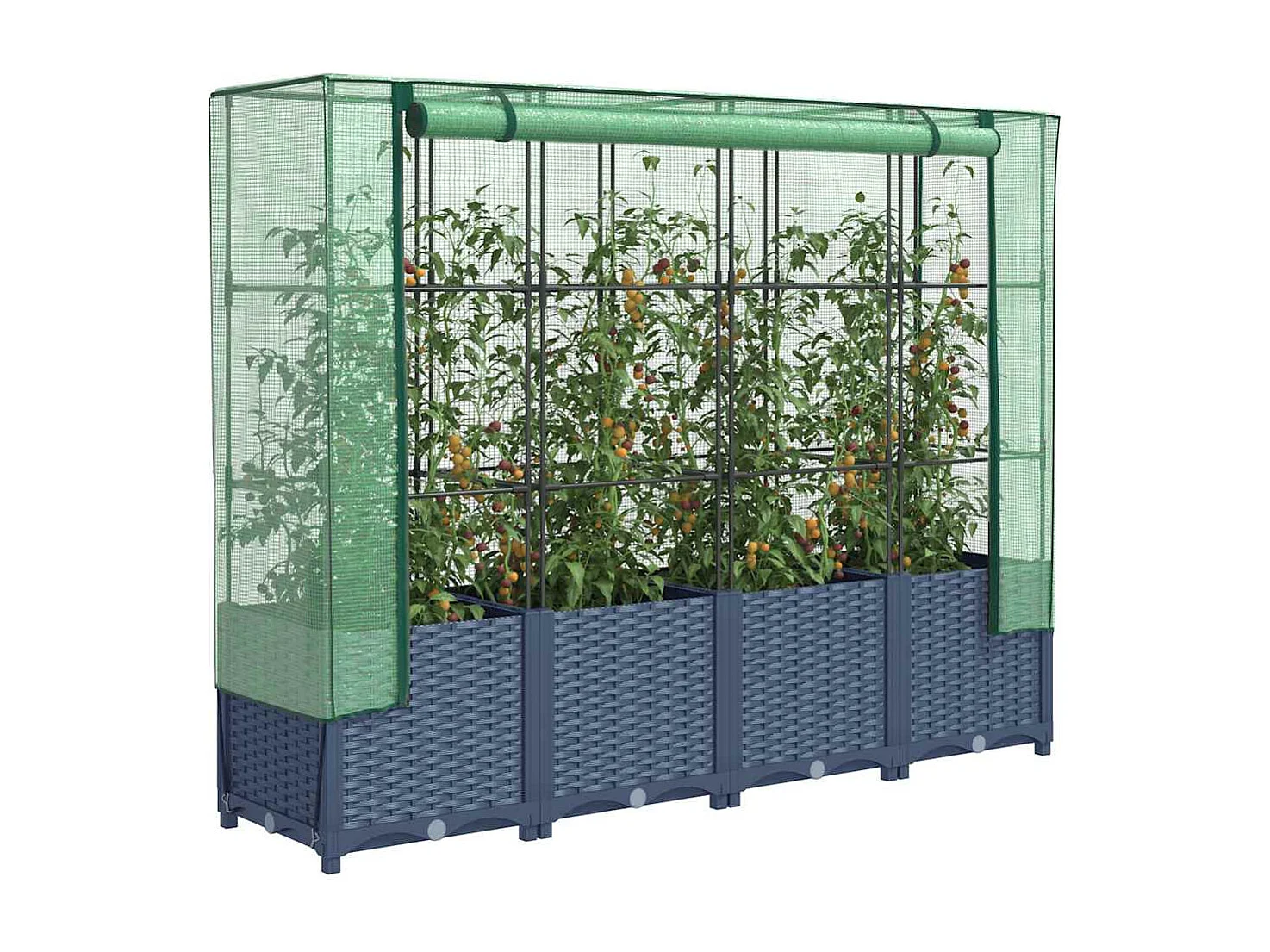 Jardinière surélevée avec housse aspect rotin 160x40x138 cm