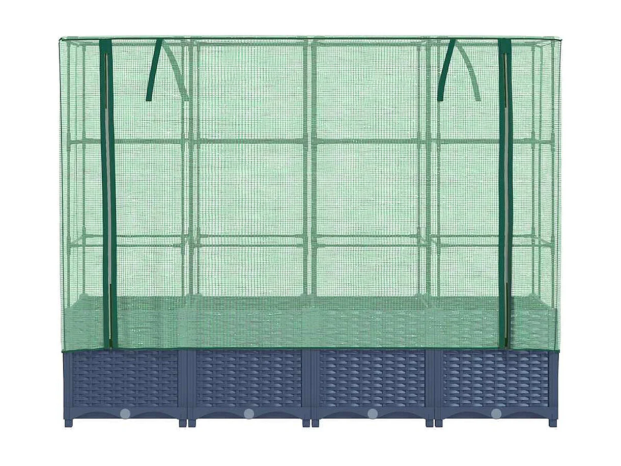 Jardinière surélevée avec housse aspect rotin 160x40x138 cm