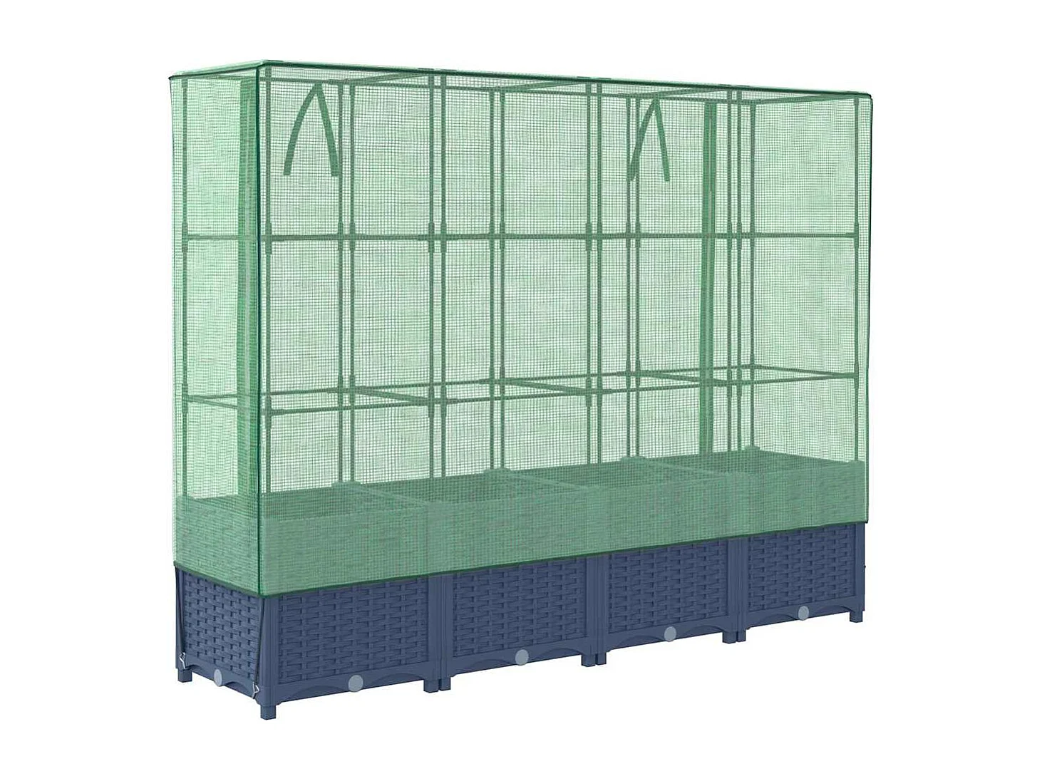 Jardinière surélevée avec housse aspect rotin 160x40x138 cm