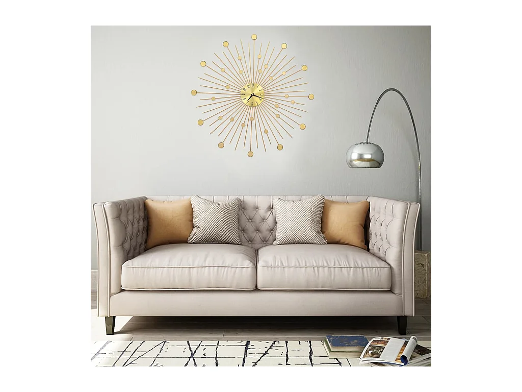 Reloj de pared de metal dorado de 70 cm