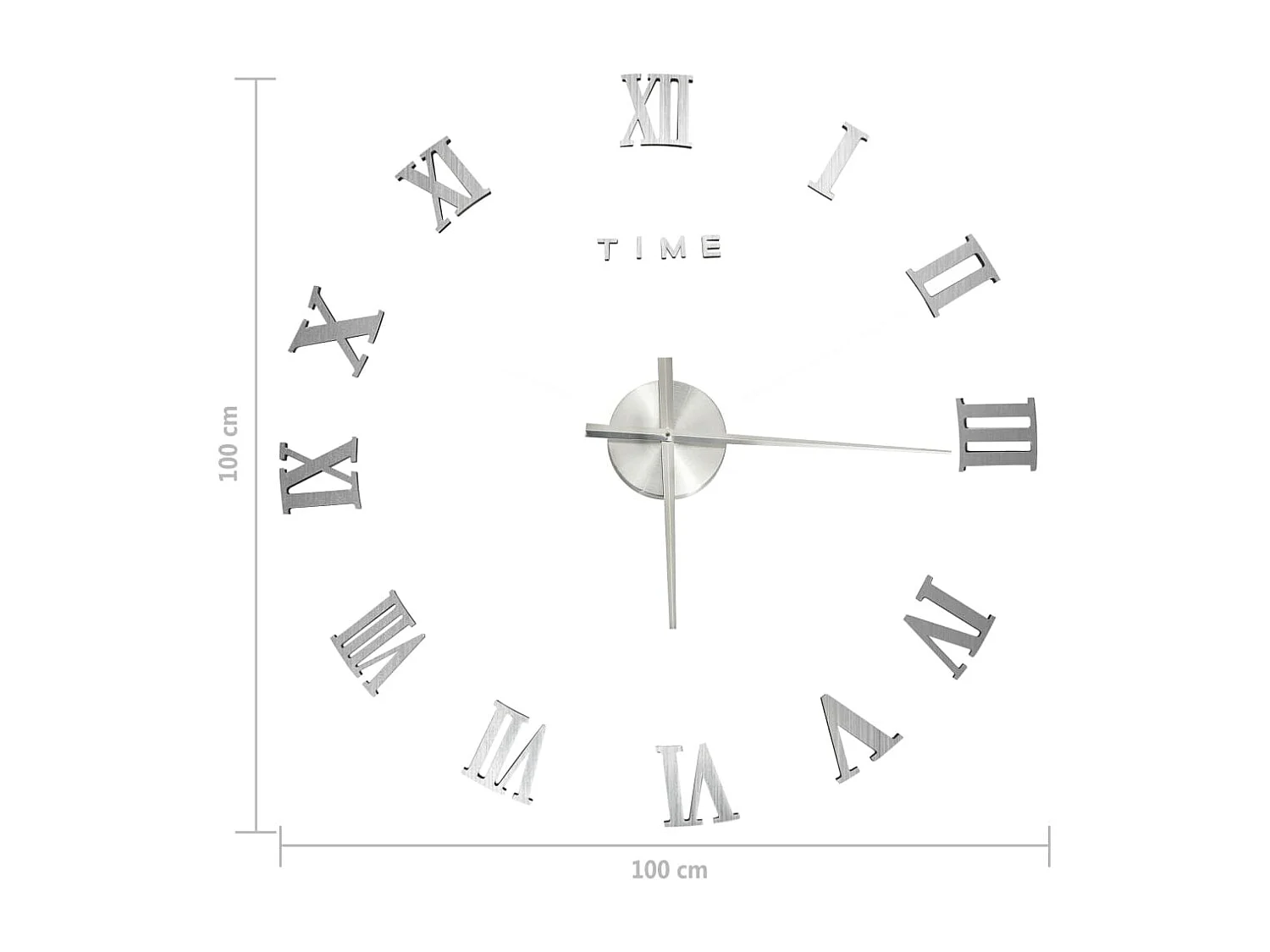 Reloj de pared 3D Diseño moderno Plata 100 cm XXL