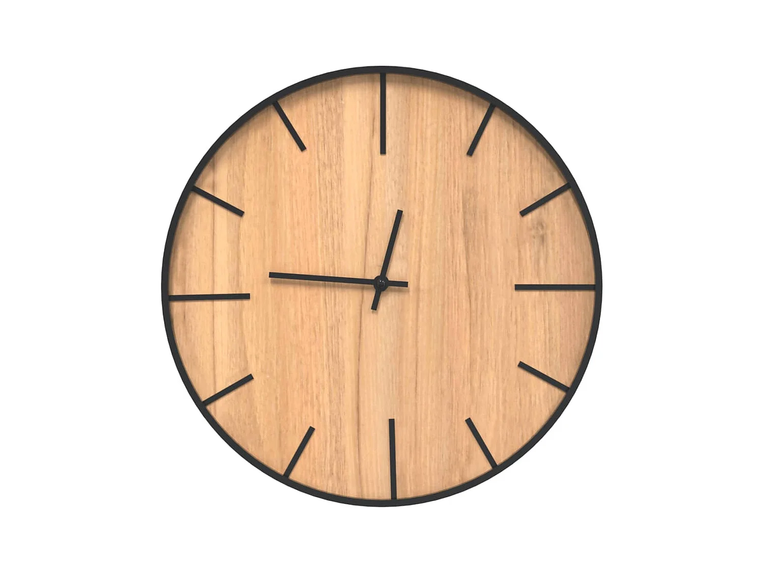 Bruine wandklok Ø39 cm ijzer en bewerkt hout