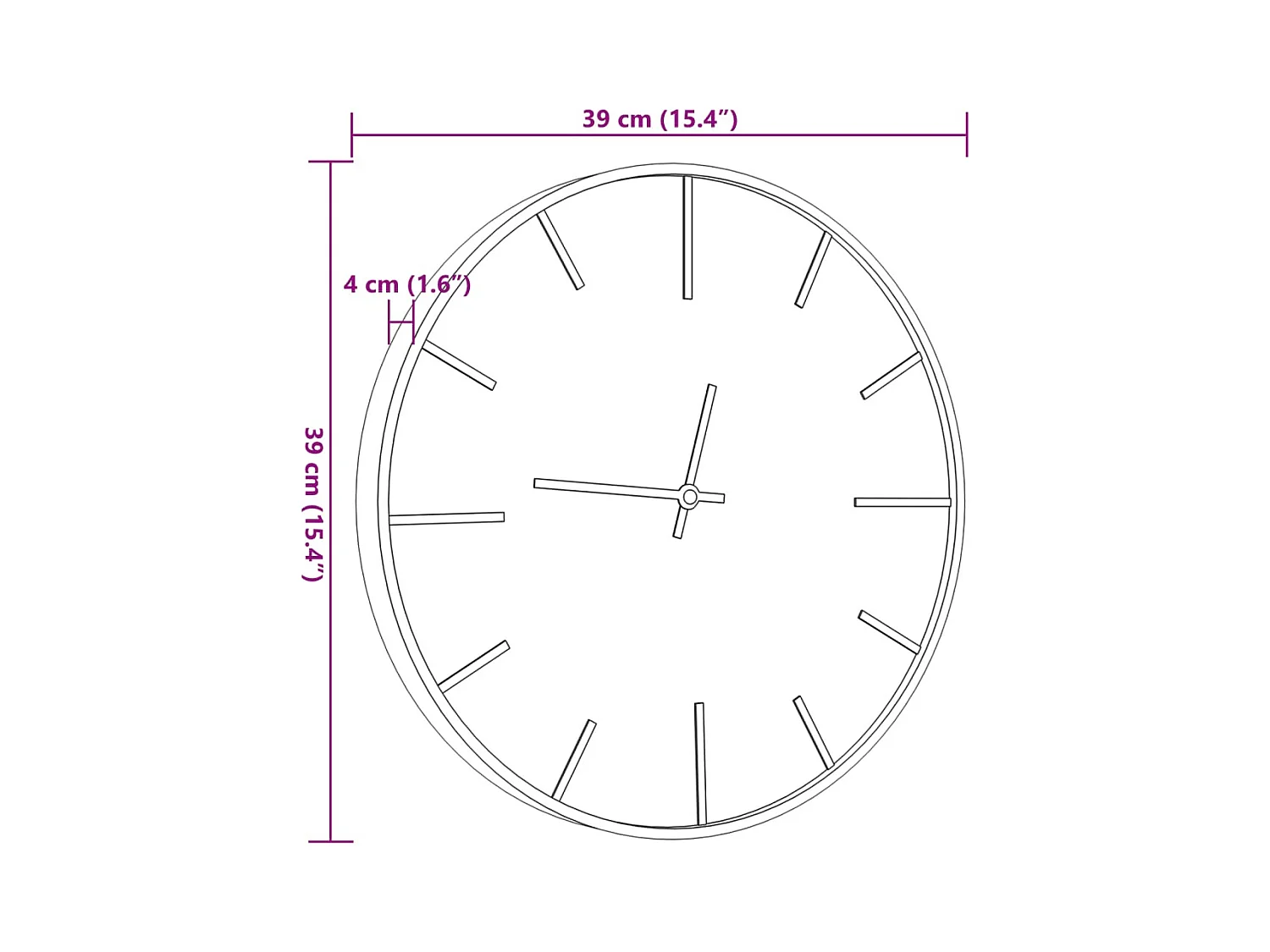 Bruine wandklok Ø39 cm ijzer en bewerkt hout