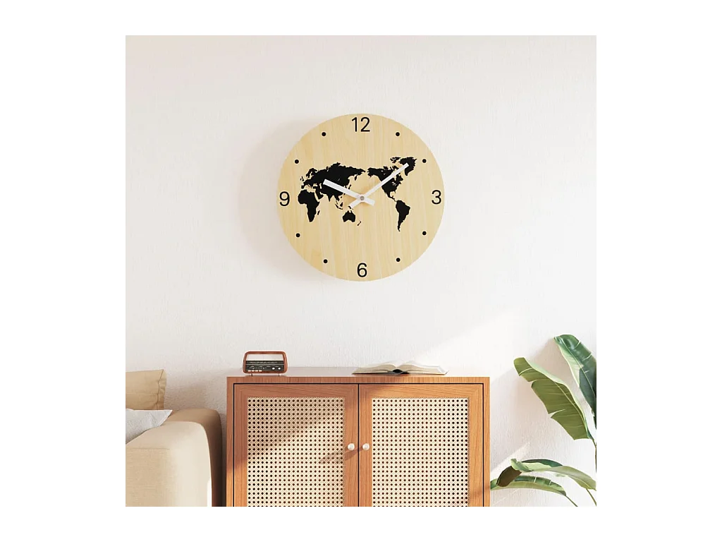Horloge murale jaune et noir Ø30 cm bois d'ingénierie