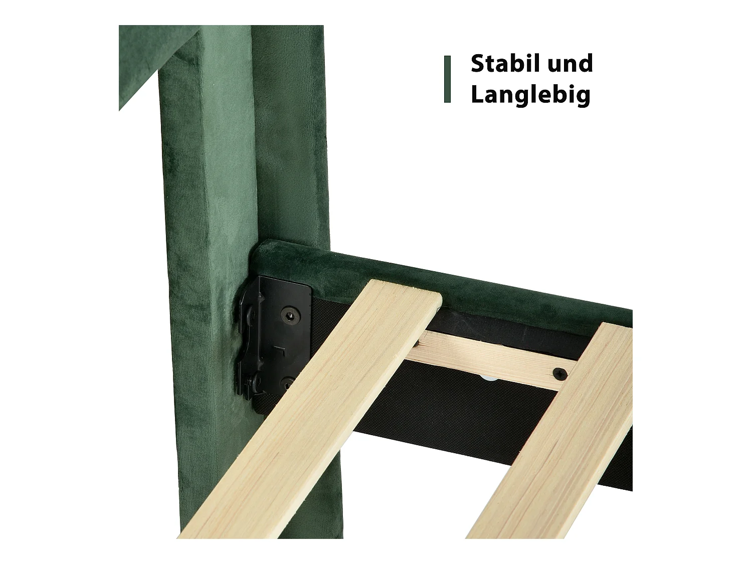 Lit tapissé avec tête de lit rembourrée, cadre en velours vert foncé, 90x200cm (90x200x111cm)