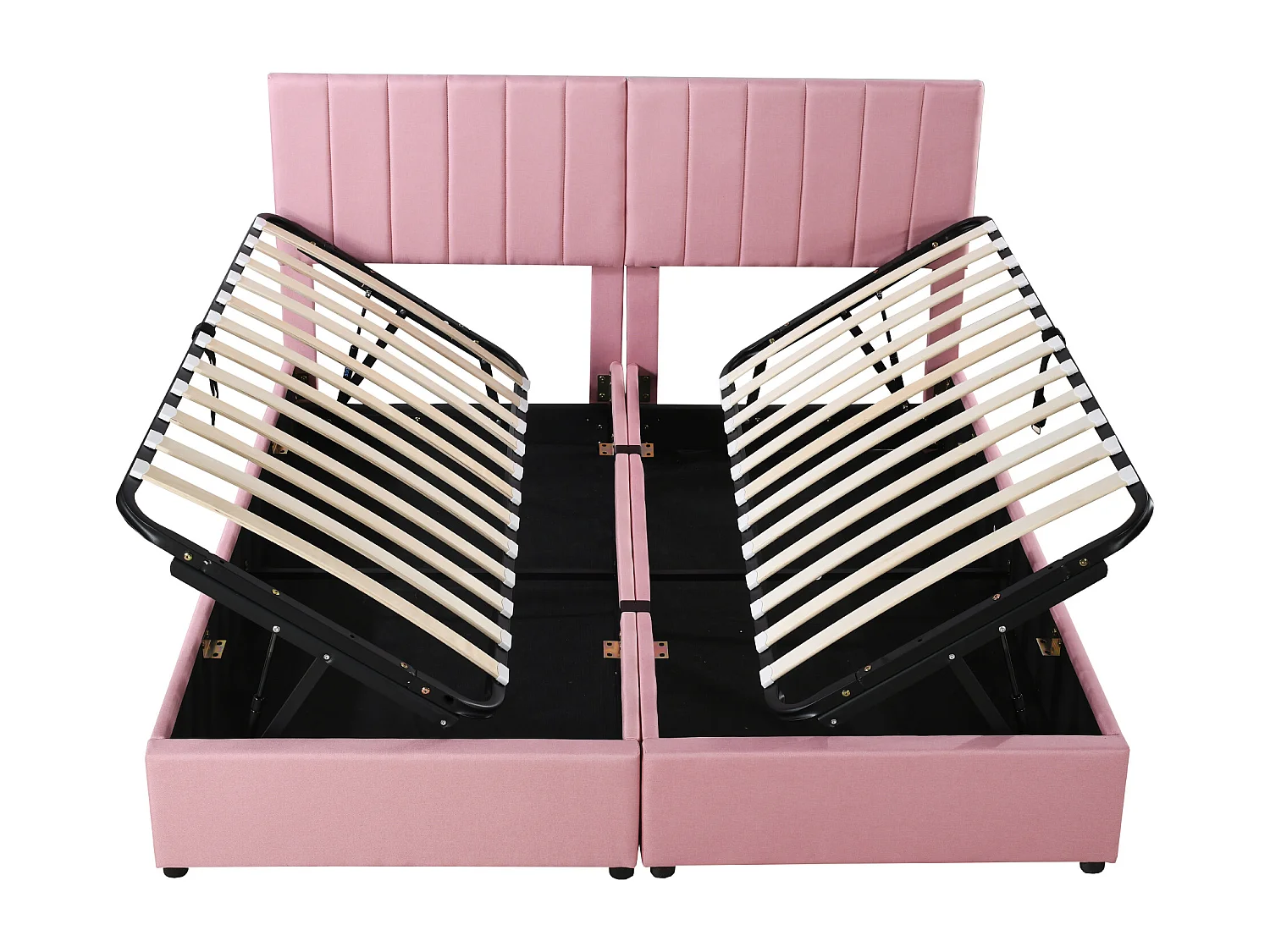 Multifunctioneel hydraulisch opbergbed, linnen, beige, gestoffeerd zwevend frame (203x180x105cm)