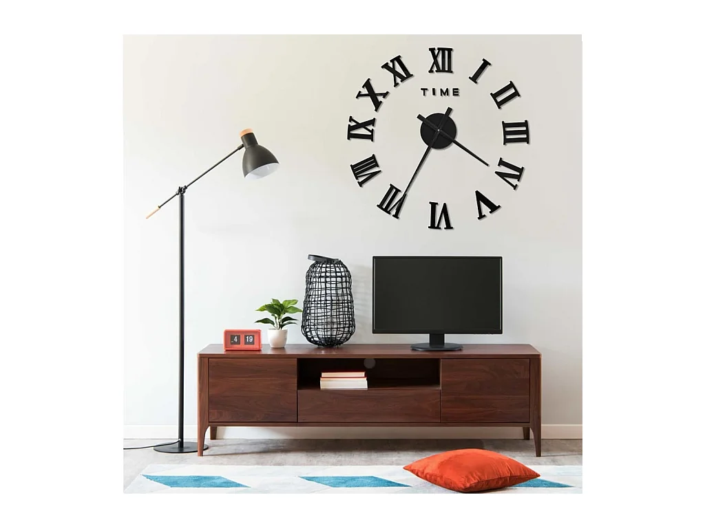 Orologio da parete 3D Design moderno Nero 100 cm XXL