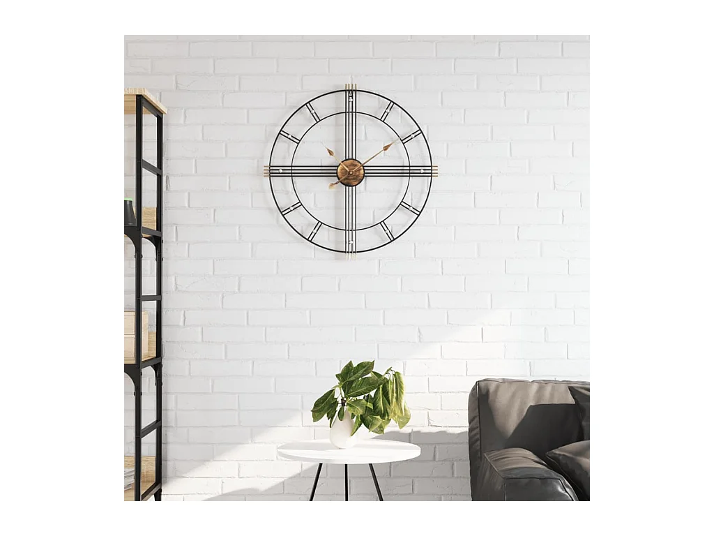Horloge murale noir Ø60 cm fer