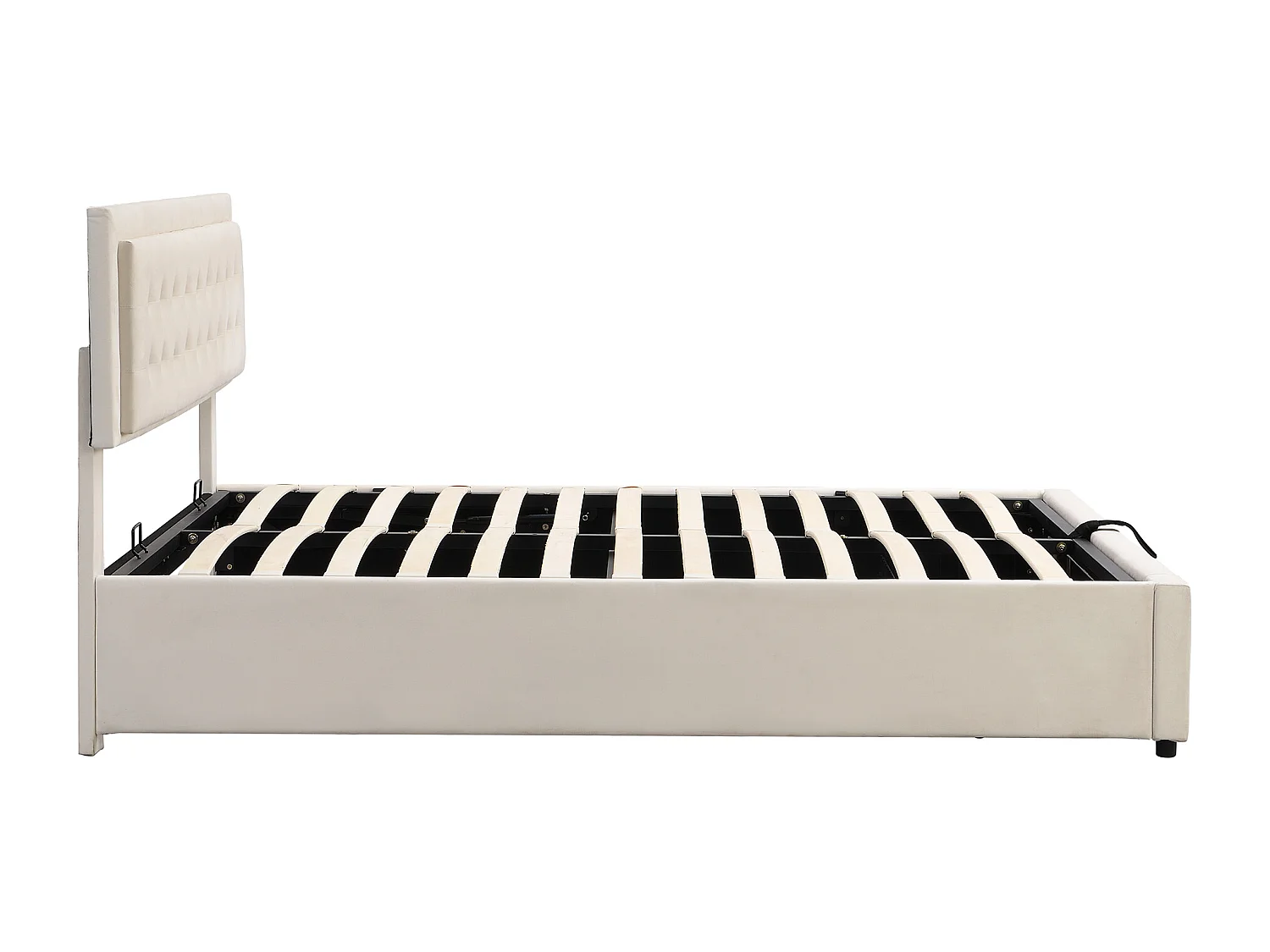 Bed met opbergruimte en lades, 180\200 cm, fluweel, lattenbodem, grote opbergruimte, beige