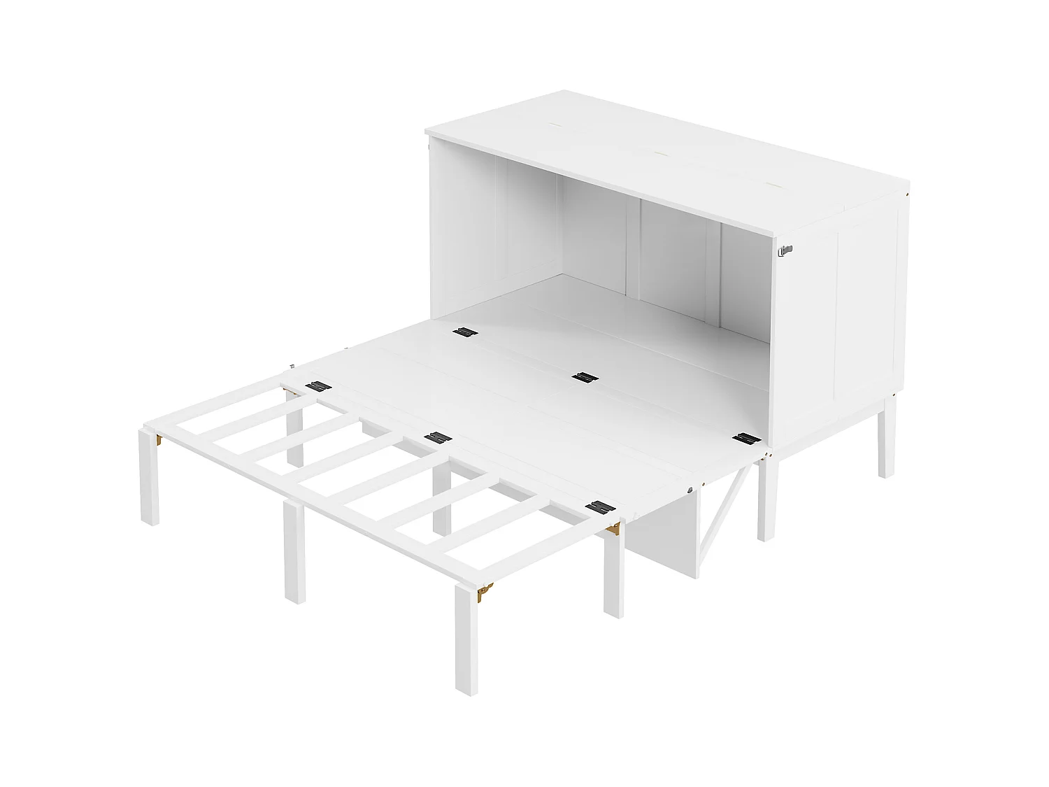 Verticaal Murphy-bed 140x200 cm met lattenbodem, multifunctioneel opvouwbaar bed, hout en metaal, wit (205x146x71cm)